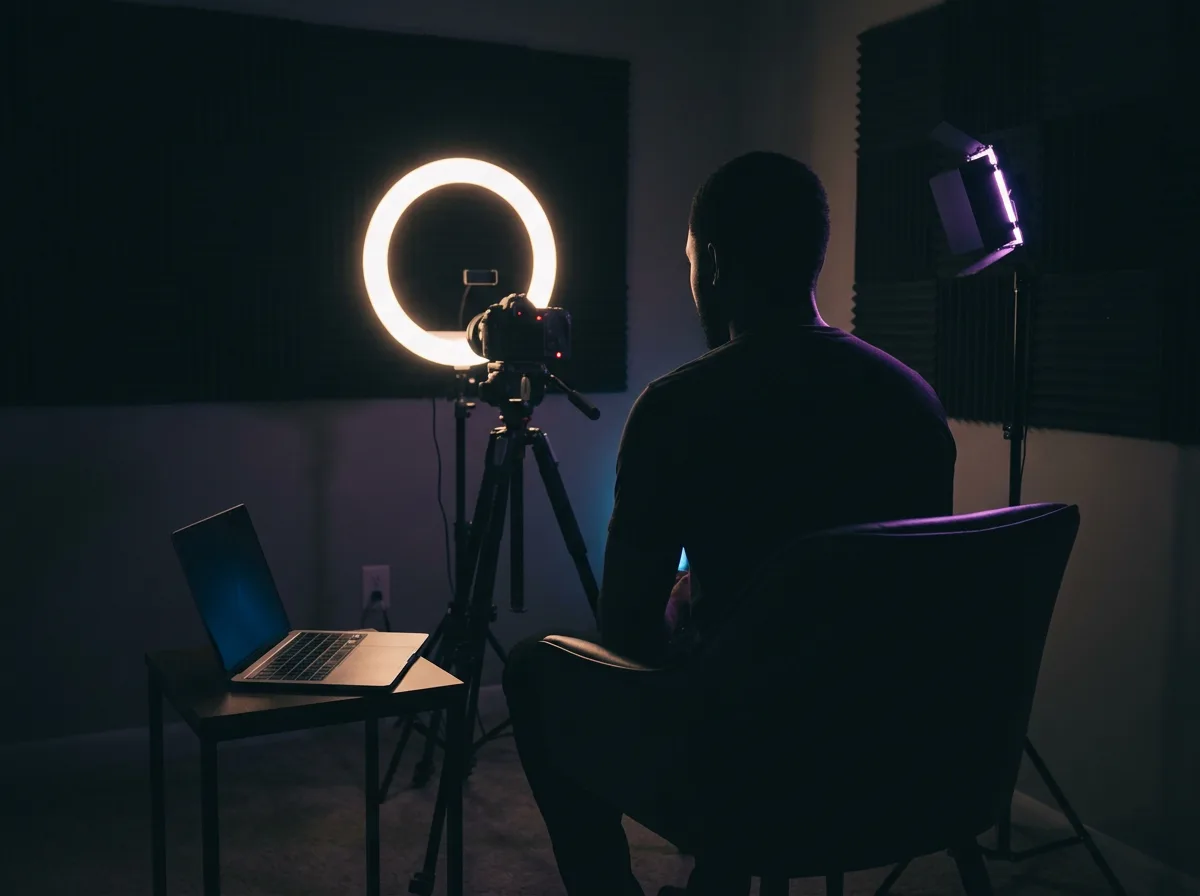 Creator with camera capturing content